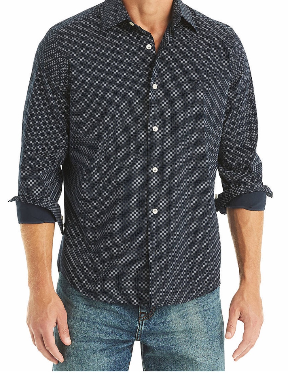 NWT Nautica Printed Button-Down Shirt Men’s Size XL Blue Classic Fit Long Sleeve